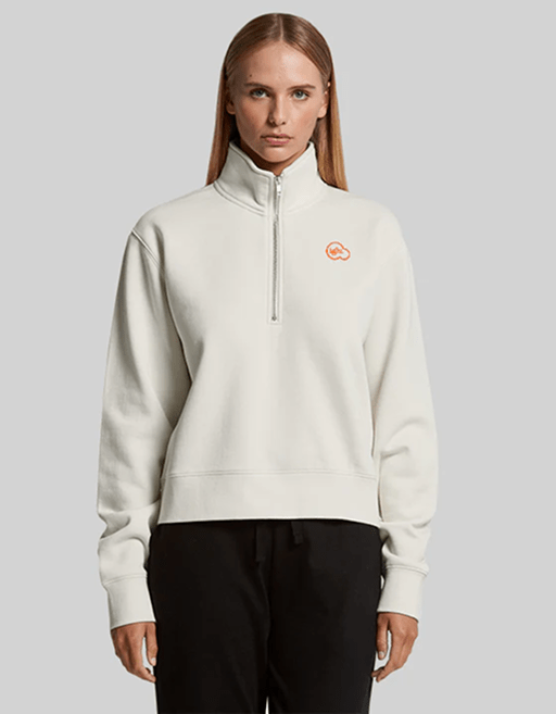 Womens Half Zip Crew - Ecru